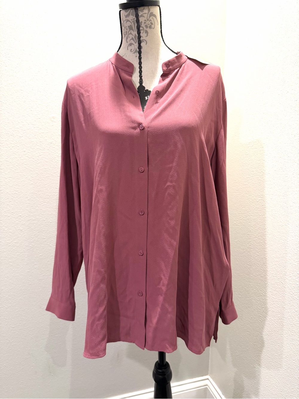 Eileen Fisher Dusty Rose Button-Down Tunic Shirt Sz. M New
